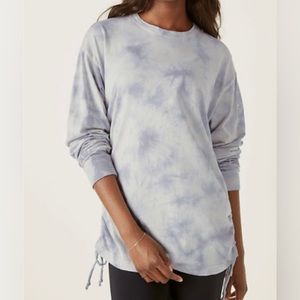 Victoria’s Secret PINK Tie Dye Campus Long Sleeve Ruched Tee Gray Blue XS